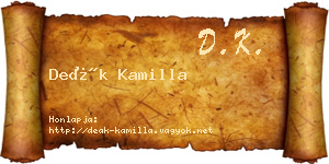 Deák Kamilla névjegykártya